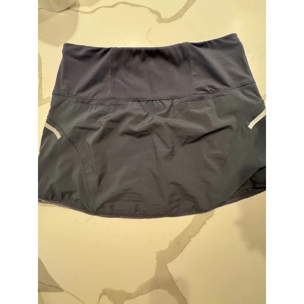 Lucky in Love Running Tennis Skort Charcoal Gray Reflective Back Pocket Skirt XL